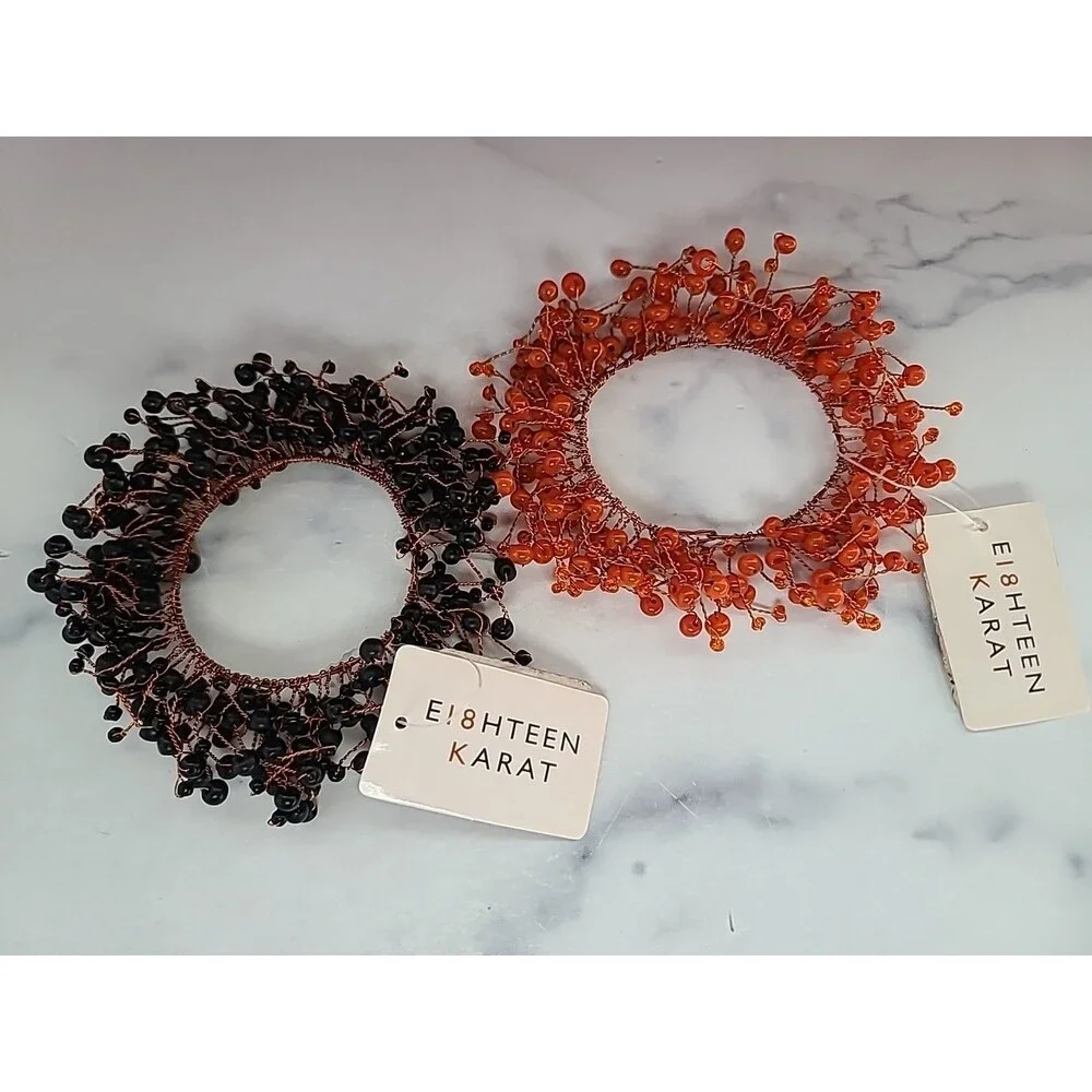 E18HTEEN KARAT Beaded Candle Ring Wreath Set